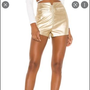 Revolve Superdown Faux Leather Gold Shorts High Rise XS